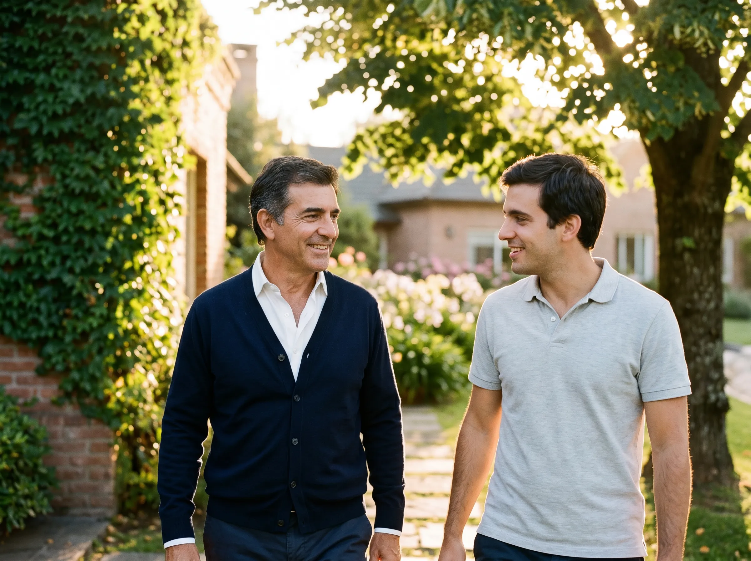 Empresario argentino caminando con su hijo — transmisión generacional