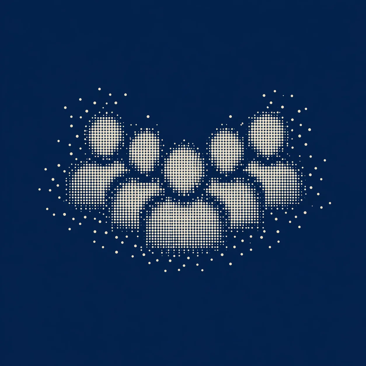 Membresía · dos perfiles conversando pointillist sobre navy